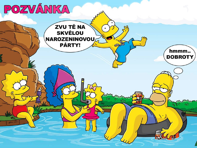 Vtipná pozvánka na oslavu narozenin Simpsonovi